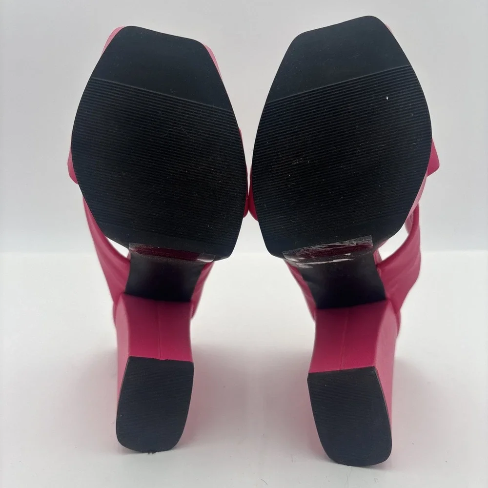 Open Edit Platform Sandals Size 6 Pink Square Open‎ Toe Knotted Heels